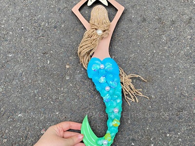 Mô hình Nàng tiên cá Handmade vỏ sò ốc [Bằng gỗ - 3 màu] KT53x14cm MOHINH-PCB-02